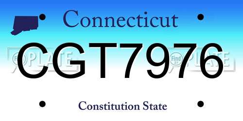 CGT7976 Connecticut License Plate