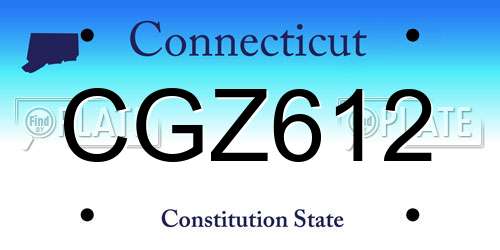 CGZ612 Connecticut License Plate