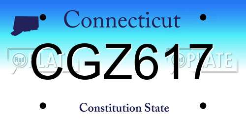 CGZ617 Connecticut License Plate