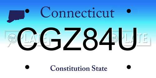 CGZ84U Connecticut License Plate