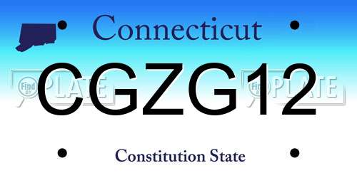CGZG12 Connecticut License Plate