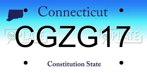 CGZG17 Connecticut License Plate