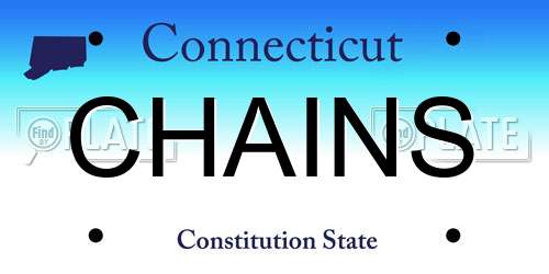 CHAINS Connecticut License Plate