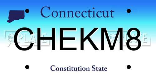 CHEKM8 Connecticut License Plate