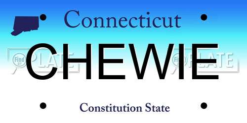 CHEWIE Connecticut License Plate