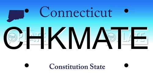 CHKMATE Connecticut License Plate