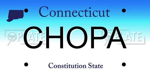 CHOPA Connecticut License Plate