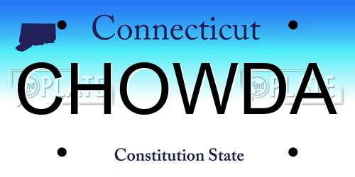 CHOWDA Connecticut License Plate
