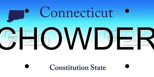 CHOWDER Connecticut License Plate