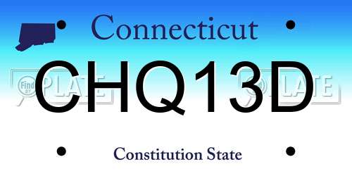 CHQ13D Connecticut License Plate