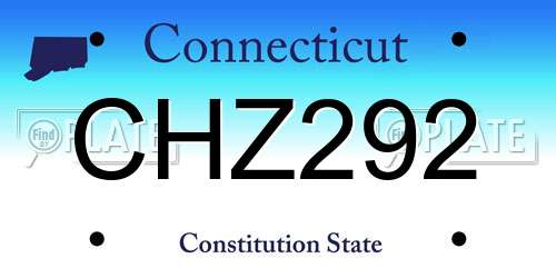CHZ292 Connecticut License Plate