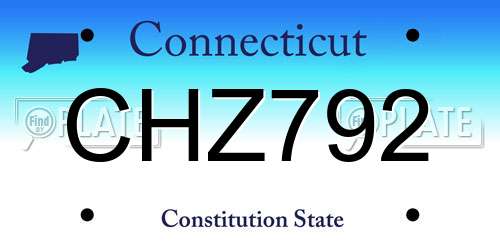 CHZ792 Connecticut License Plate