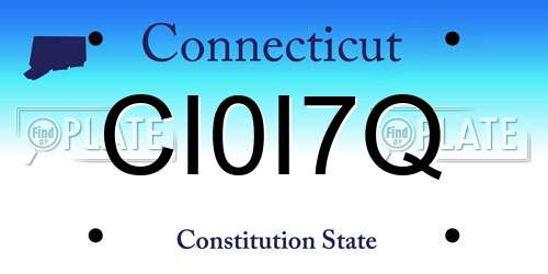 CI0I7Q Connecticut License Plate