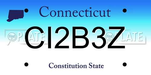 CI2B3Z Connecticut License Plate