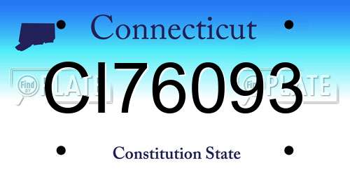 CI76093 Connecticut License Plate