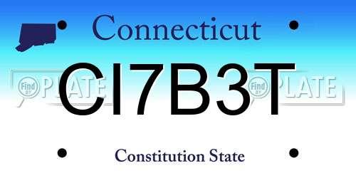 CI7B3T Connecticut License Plate