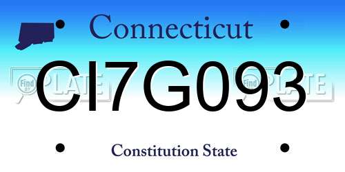 CI7G093 Connecticut License Plate