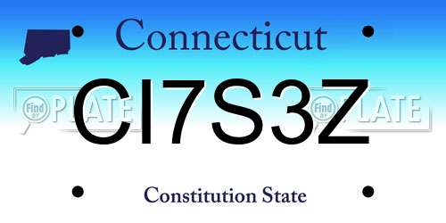 CI7S3Z Connecticut License Plate