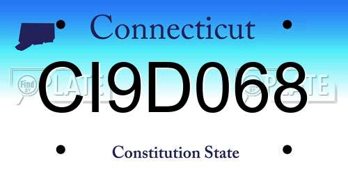 CI9D068 Connecticut License Plate