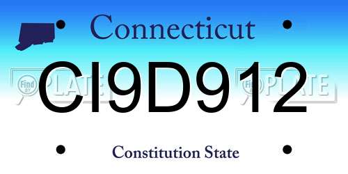 CI9D912 Connecticut License Plate