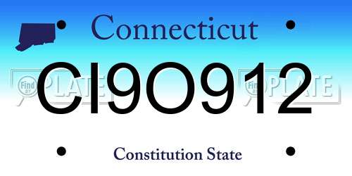 CI9O912 Connecticut License Plate