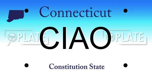 CIAO Connecticut License Plate