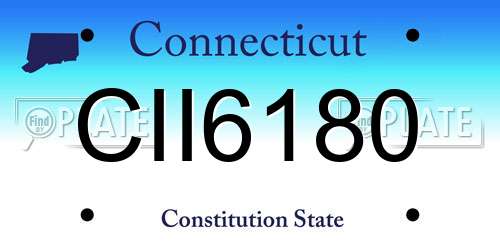 CII6180 Connecticut License Plate