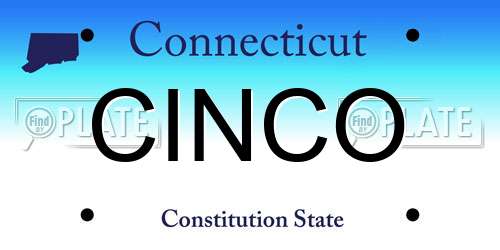 CINCO Connecticut License Plate