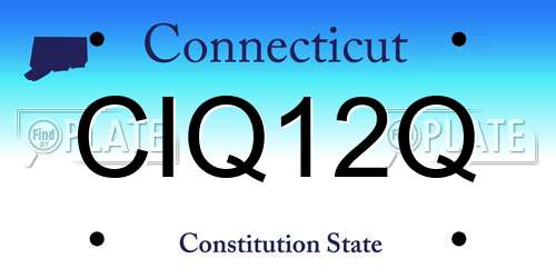 CIQ12Q Connecticut License Plate
