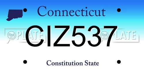 CIZ537 Connecticut License Plate