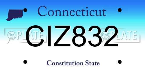 CIZ832 Connecticut License Plate