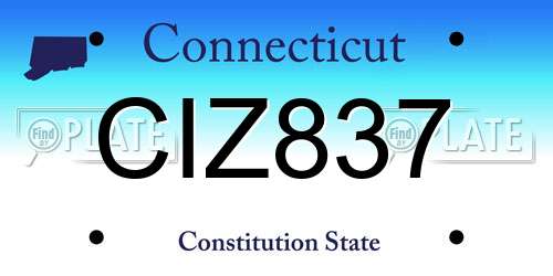 CIZ837 Connecticut License Plate