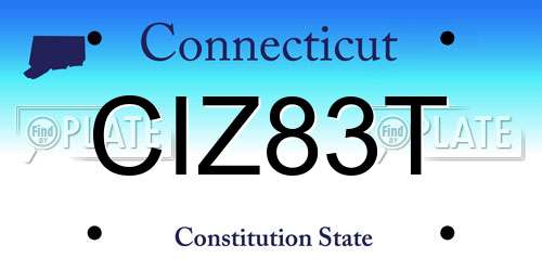 CIZ83T Connecticut License Plate