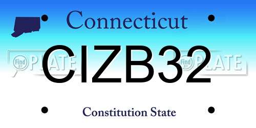 CIZB32 Connecticut License Plate