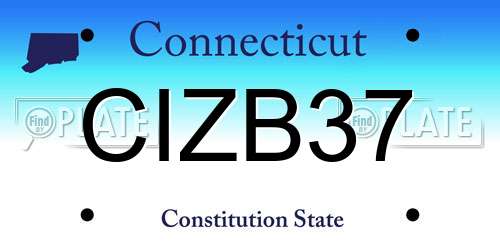 CIZB37 Connecticut License Plate