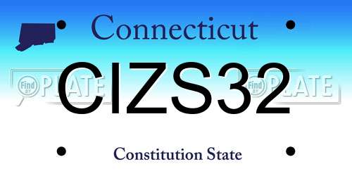CIZS32 Connecticut License Plate