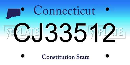 CJ33512 Connecticut License Plate
