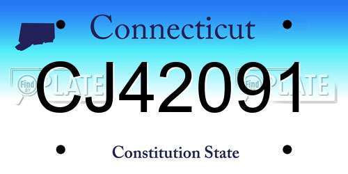 CJ42091 Connecticut License Plate