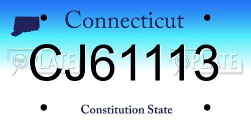 CJ61113 Connecticut License Plate