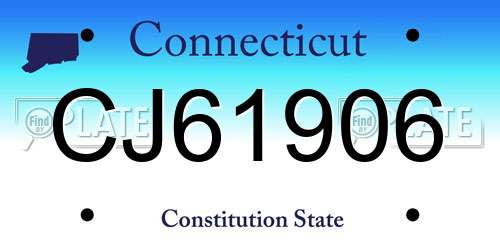 CJ61906 Connecticut License Plate