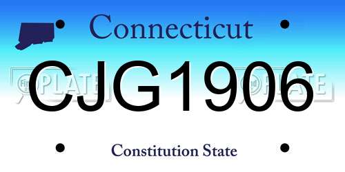 CJG1906 Connecticut License Plate
