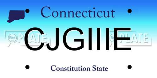 CJGIIIE Connecticut License Plate