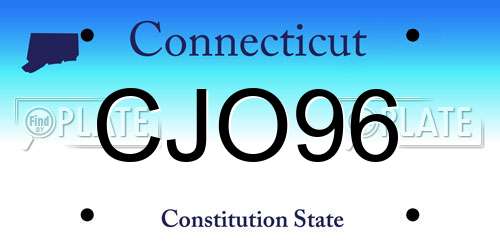 CJO96 Connecticut License Plate