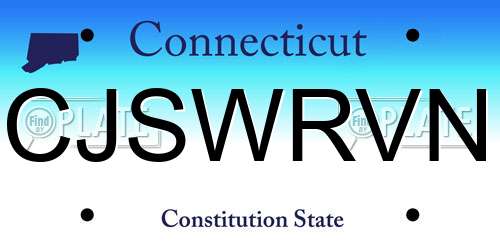 CJSWRVN Connecticut License Plate