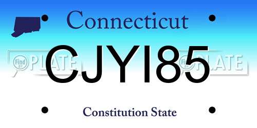 CJYI85 Connecticut License Plate