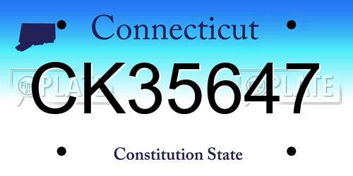 CK35647 Connecticut License Plate