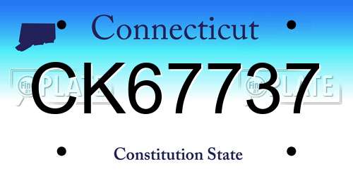 CK67737 Connecticut License Plate