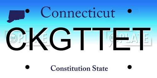 CKGTTET Connecticut License Plate