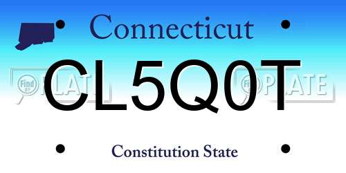 CL5Q0T Connecticut License Plate