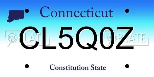 CL5Q0Z Connecticut License Plate
